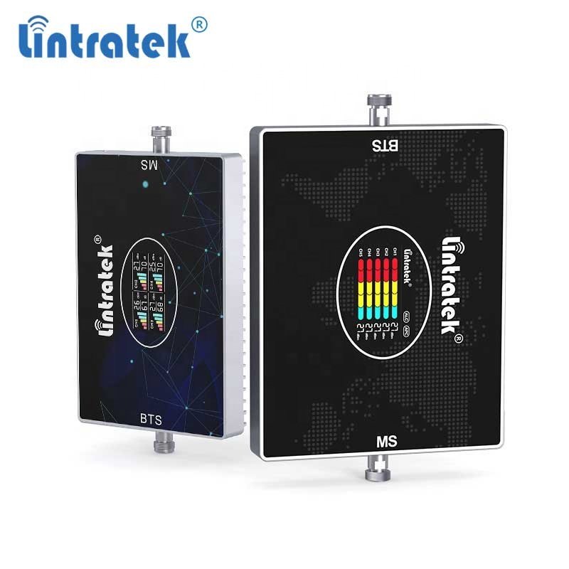Lintratek big coverage five bands signal booster gsm cdma lte 800 900 1800 2100 2600mhz 2G 3G 4G AGC mobile signal boosters